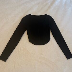 Babaton Black Long-Sleeve Cropped Top - Black